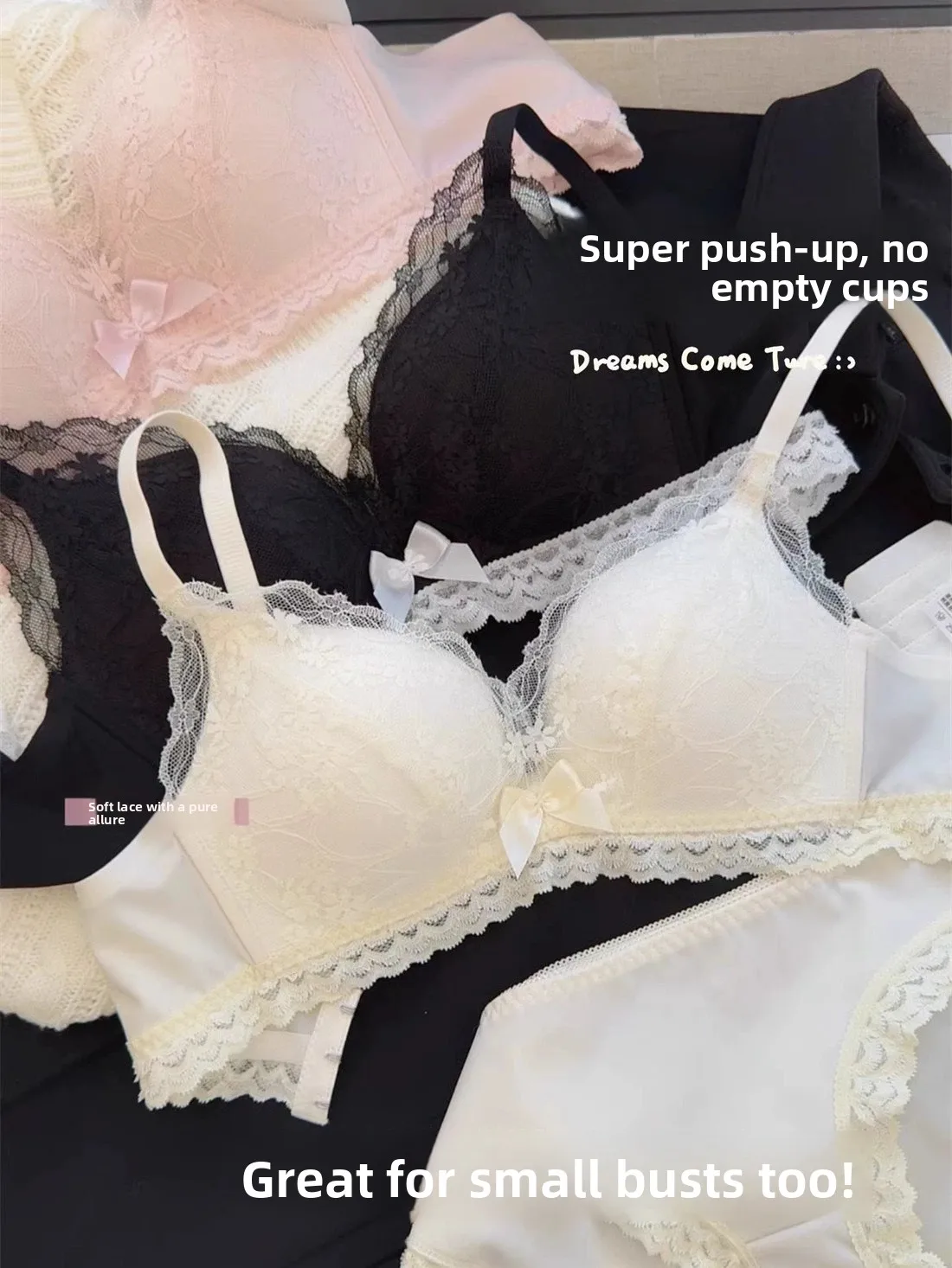 Six Rabbits Lace Bra Set Women's Sexy Gathered Push up Anti Sagging Underwear Nylon Fabric 3/4 Cup V Neck Fixed Strap Bra
Six Rabbits Lace Bra Set Women's Sexy Gathered Push up Anti Sagging Underwear Nylon Fabric 3/4 Cup V Neck Fixed Strap Bra