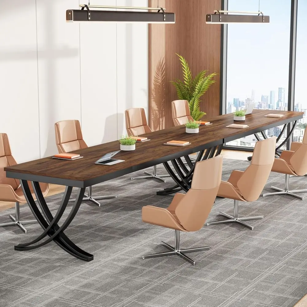 6.5ft Rectangular Conference Table for 6-8 People, Sturdy Metal Frame, Brown, Set of 2 for Boardroom or Meeting Room
6.5ft Rectangular Conference Table for 6-8 People, Sturdy Metal Frame, Brown, Set of 2 for Boardroom or Meeting Room