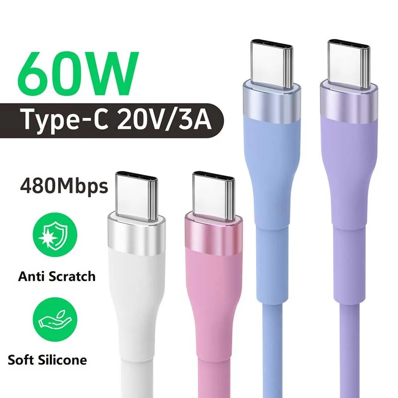 PD60W Dual Type C Data Charging Cable Coloful Silicone Power Supply Wire Android Phone Tablet Laptop USB C Line for iPhone 15 16
PD60W Dual Type C Data Charging Cable Coloful Silicone Power Supply Wire Android Phone Tablet Laptop USB C Line for iPhone 15 16