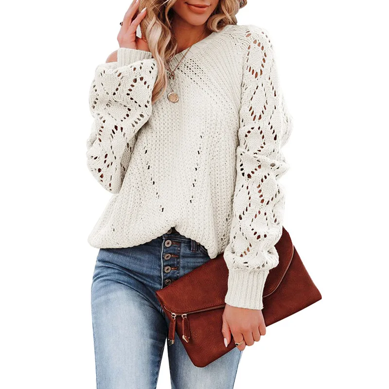 Women's Sweater 2023 Autumn Winter New Sweater Women's Solid Color Round Neck Long Sleeve Hollow Knit Top
Women's Sweater 2023 Autumn Winter New Sweater Women's Solid Color Round Neck Long Sleeve Hollow Knit Top