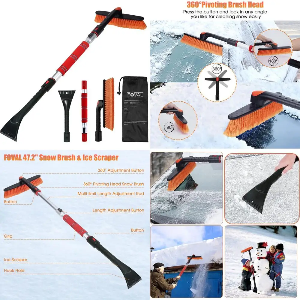 FOVAL Выдвижная щетка для снега 47,2 дюйма и более широкий скребок для льда (ширина 4,73 дюйма) с возможностью 360° ° Поворотная насадка щетки, инструмент для удаления снега, автомобильная щетка
FOVAL Выдвижная щетка для снега 47,2 дюйма и более широкий скребок для льда (ширина 4,73 дюйма) с возможностью 360° ° Поворотная насадка щетки, инструмент для удаления снега, автомобильная щетка