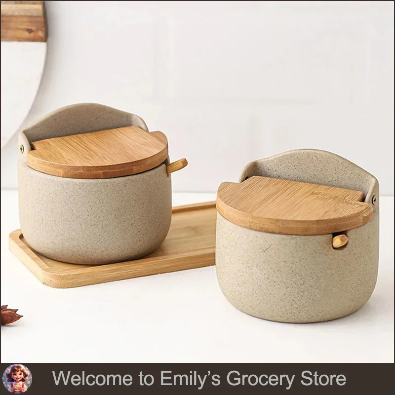 Japanese Style Ceramic Seasoning Jar With Spoon Bamboo lid Spice jar Kitchen Sugar Salt Spices Storage Box Household Container
Japanese Style Ceramic Seasoning Jar With Spoon Bamboo lid Spice jar Kitchen Sugar Salt Spices Storage Box Household Container