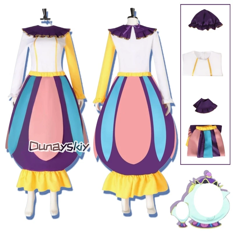 Mrs Dress Potts Cosplay Long Sleeves Colorful Dress Hat Costume Adult Women Halloween Christmas Party Role Play
Mrs Dress Potts Cosplay Long Sleeves Colorful Dress Hat Costume Adult Women Halloween Christmas Party Role Play