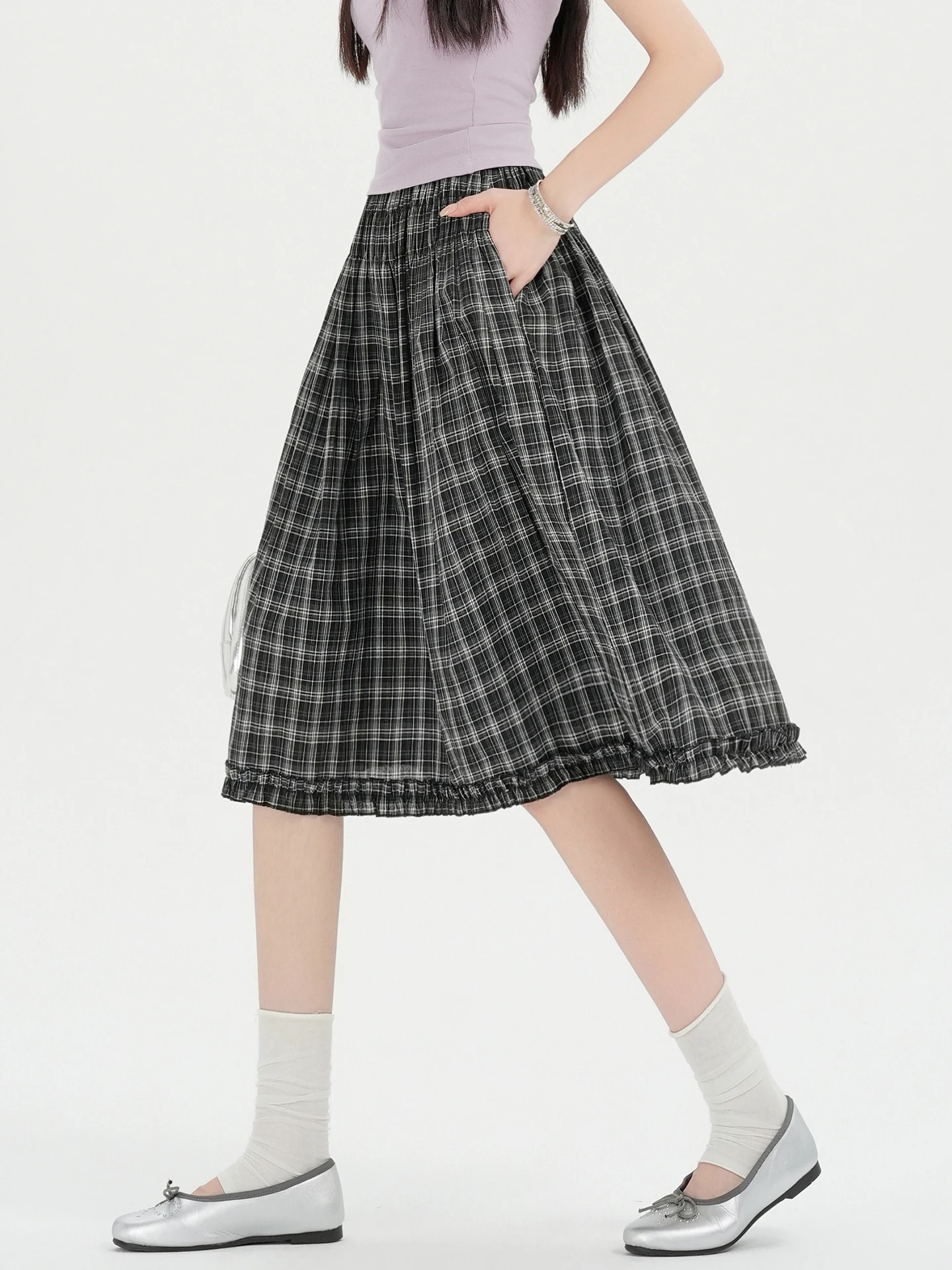 Retro Korean Plaid Skirt Women Summer Small Size Fashion Youthful Gored A-Line Flared Midi Skirt High Waist Elastic Waist
Retro Korean Plaid Skirt Women Summer Small Size Fashion Youthful Gored A-Line Flared Midi Skirt High Waist Elastic Waist