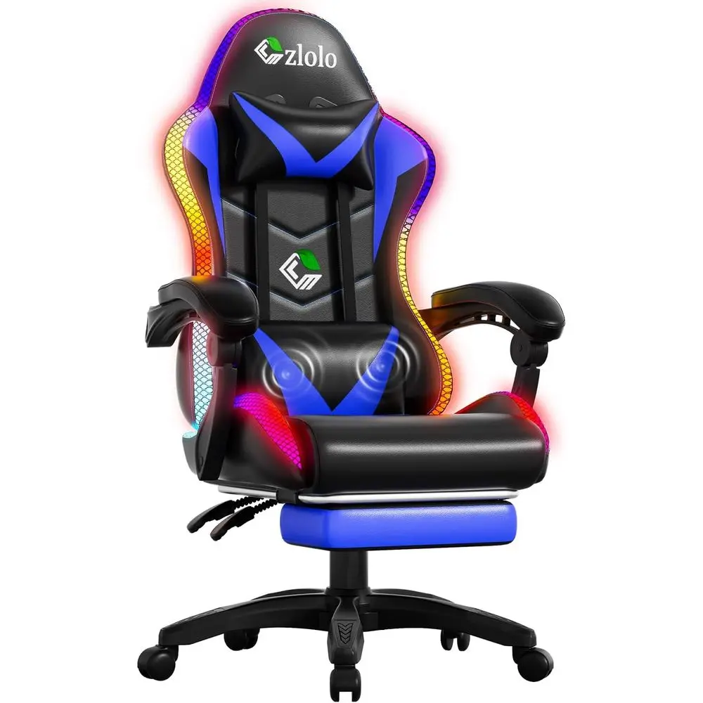 Racing-Style RGB LED Gaming Chair with Lumbar Massage, Reclining High Back for Adults and Kids, Black/Blue
Racing-Style RGB LED Gaming Chair with Lumbar Massage, Reclining High Back for Adults and Kids, Black/Blue