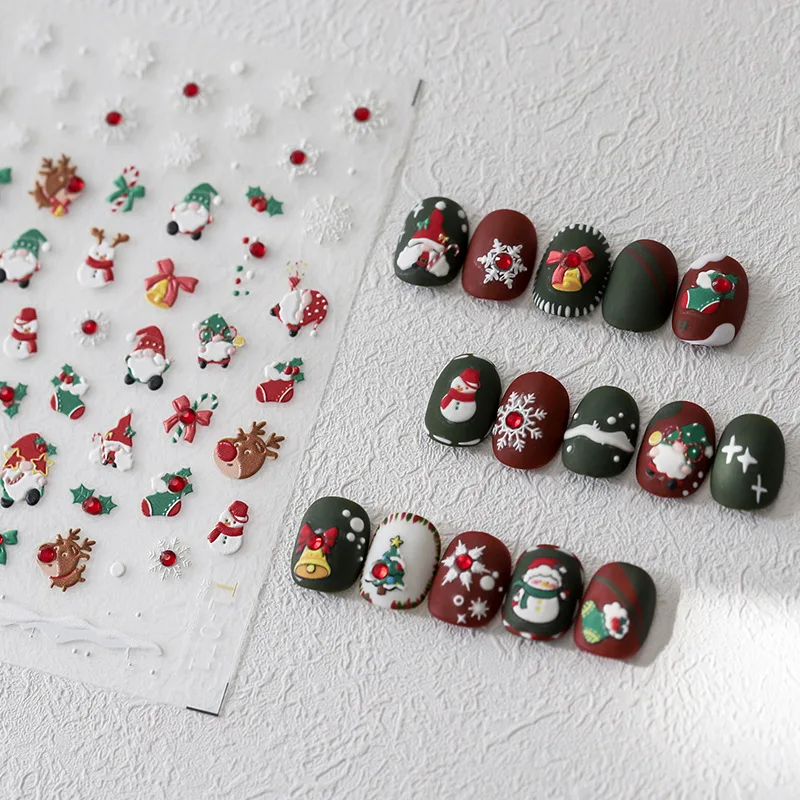 3D Stereoscopic Embossed Nail Art Stickers Self Adhesive Christmas Snowman Theme High Quality Vinyl for Women Holiday DIY
3D Stereoscopic Embossed Nail Art Stickers Self Adhesive Christmas Snowman Theme High Quality Vinyl for Women Holiday DIY