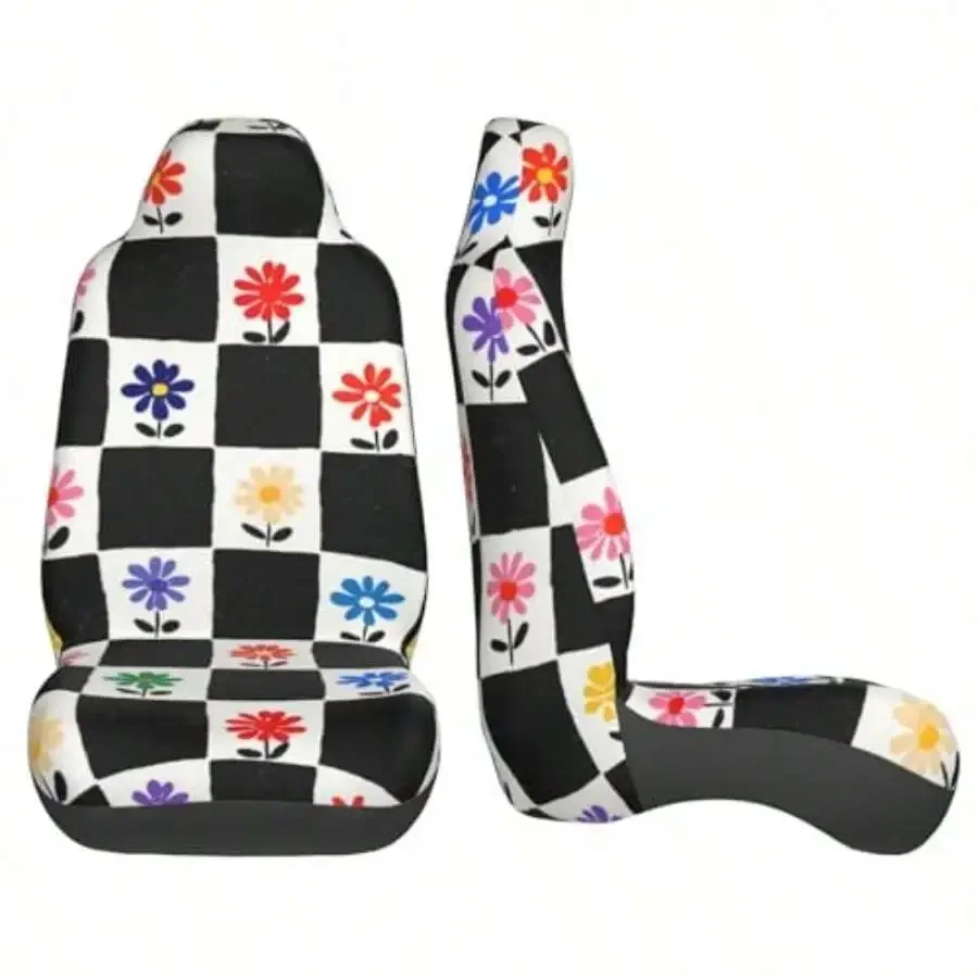 Black White Checkered Floral Car Seat Covers Set Of 2 Non-Slip Universal Front Seat Protectors Vintage Interior Decor
Black White Checkered Floral Car Seat Covers Set Of 2 Non-Slip Universal Front Seat Protectors Vintage Interior Decor