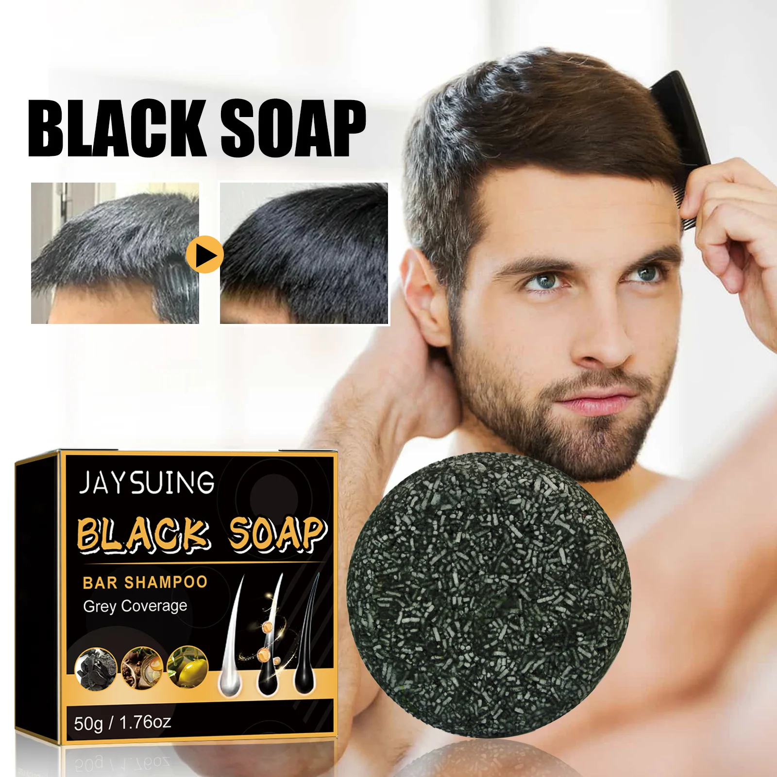 Natural Black Hair Soap, 50g, Cleansing & Strengthening Shampoo Bar with Olive Oil & Castor Oil for Darker, Healthier Hair
Natural Black Hair Soap, 50g, Cleansing & Strengthening Shampoo Bar with Olive Oil & Castor Oil for Darker, Healthier Hair