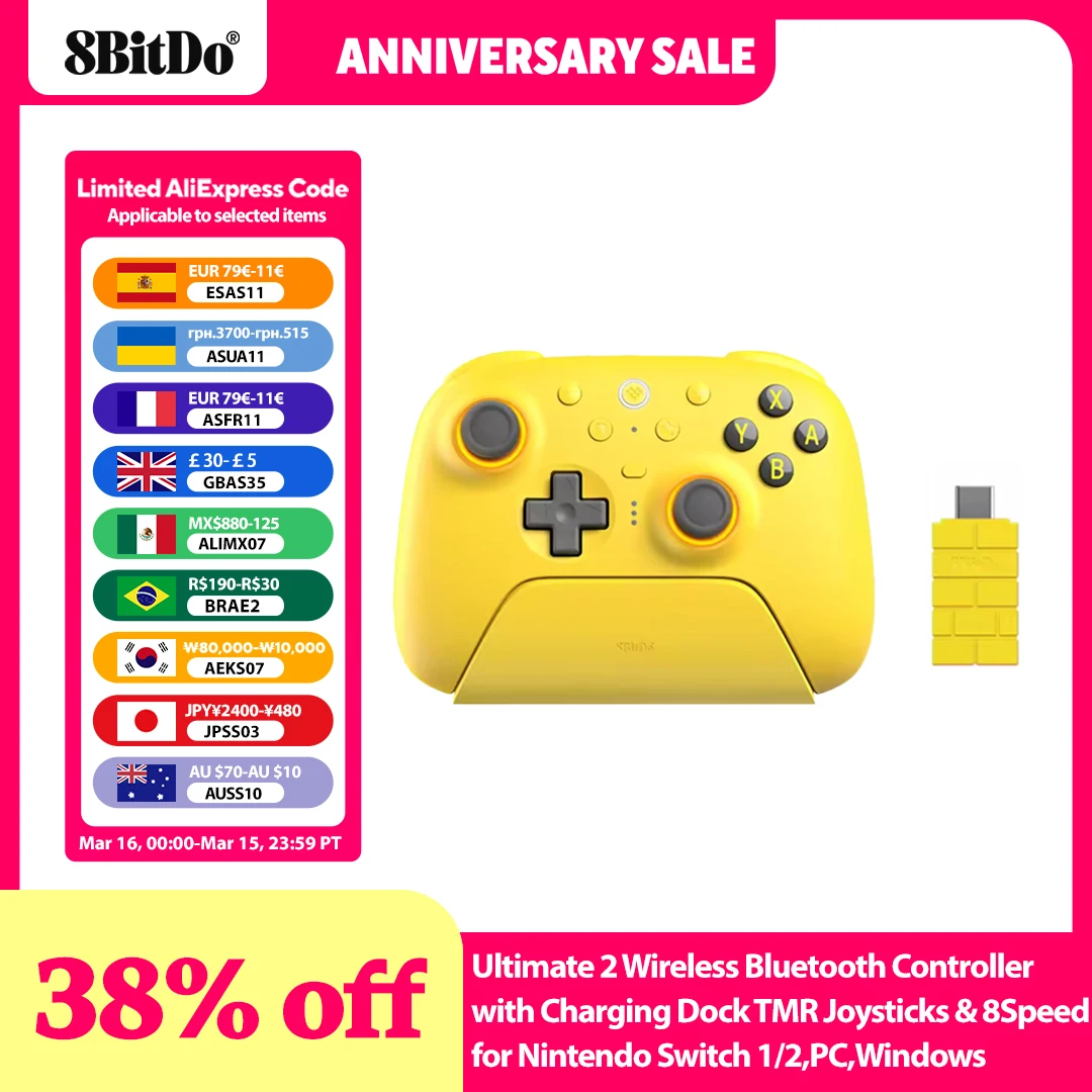 8BitDo - Ultimate 2 Wireless Bluetooth Controller with Charging Dock TMR Joysticks & 8Speed for Nintendo Switch 1/2,PC,Windows
8BitDo - Ultimate 2 Wireless Bluetooth Controller with Charging Dock TMR Joysticks & 8Speed for Nintendo Switch 1/2,PC,Windows