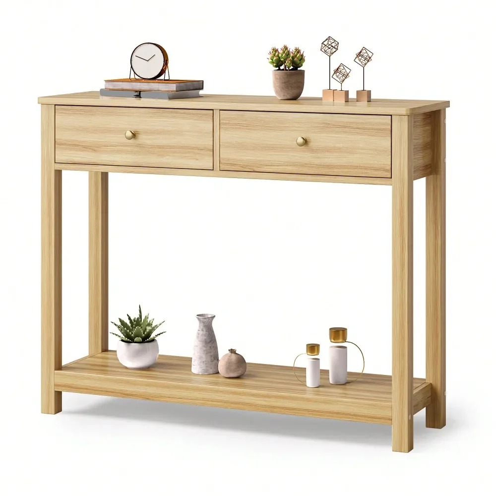 Sofa Table With 2 Drawers, 2Tier Narrow Wood Accent Sofa Table With Storage Shelf, For Entryway, Hallway, Living Room
Sofa Table With 2 Drawers, 2Tier Narrow Wood Accent Sofa Table With Storage Shelf, For Entryway, Hallway, Living Room