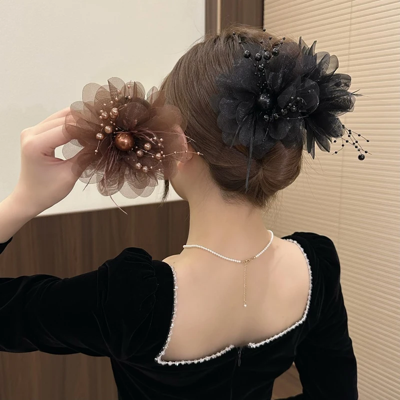 1PC Elegant Mesh Flower Hair Clip For Women Elegant Pearl Tassel Shark Clip Fashion Girl Ponytail Clip Hair Accessories
1PC Elegant Mesh Flower Hair Clip For Women Elegant Pearl Tassel Shark Clip Fashion Girl Ponytail Clip Hair Accessories