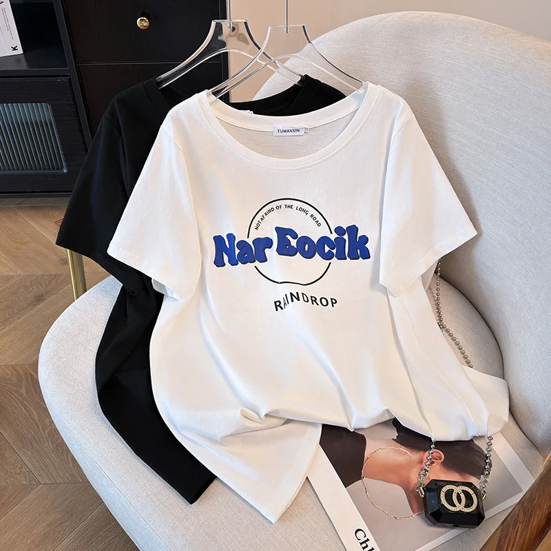 175Kg Plus Size Women's Bust 170 Summer Loose Round Neck Short Sleeve Letter Printed T-shirt Black White 5XL 6XL 7XL 8XL 9XL
175Kg Plus Size Women's Bust 170 Summer Loose Round Neck Short Sleeve Letter Printed T-shirt Black White 5XL 6XL 7XL 8XL 9XL
