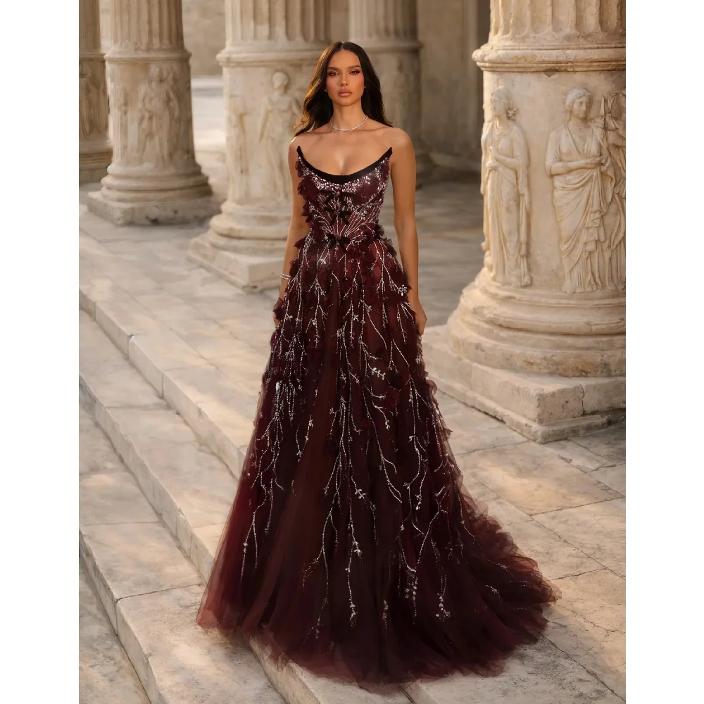 Glamorous Burgundy Prom Dresses Stunning Lace Floral Applique Evening Dresses A Line Floor Length Customized Pageant Dresses
Glamorous Burgundy Prom Dresses Stunning Lace Floral Applique Evening Dresses A Line Floor Length Customized Pageant Dresses