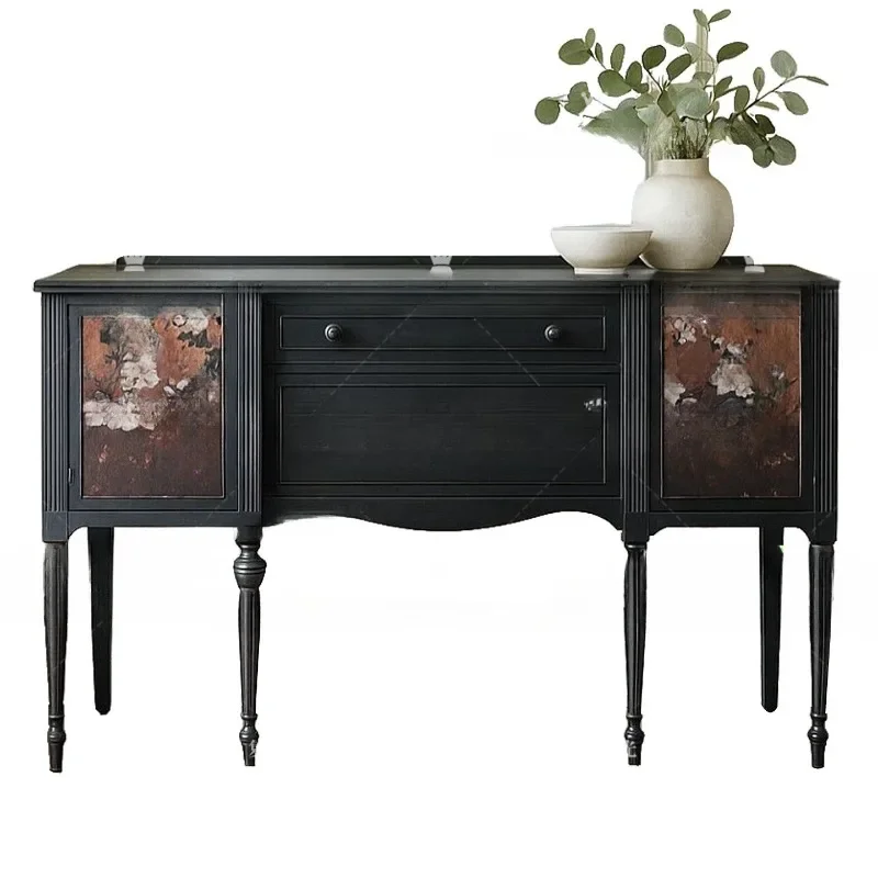 French retro solid wood painted entrance cabinet small apartment living room locker decorative cabinet black birch
French retro solid wood painted entrance cabinet small apartment living room locker decorative cabinet black birch