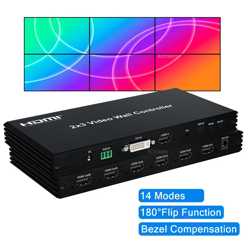 2x3 HDMI Video Wall Controller Multi-Screen Stitching Processor 180' Flip Edge Adjustment for 2x3 2x2 3x1 4x1 6x1 Splicing Box
2x3 HDMI Video Wall Controller Multi-Screen Stitching Processor 180' Flip Edge Adjustment for 2x3 2x2 3x1 4x1 6x1 Splicing Box