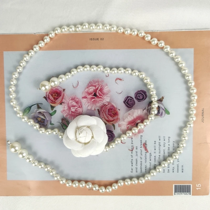 Decorative Pearl Waist Chain Camellia-Flower Waist Belt Crystal Pearl Flower Body Chain for Wedding Bridal Dress Belt
Decorative Pearl Waist Chain Camellia-Flower Waist Belt Crystal Pearl Flower Body Chain for Wedding Bridal Dress Belt