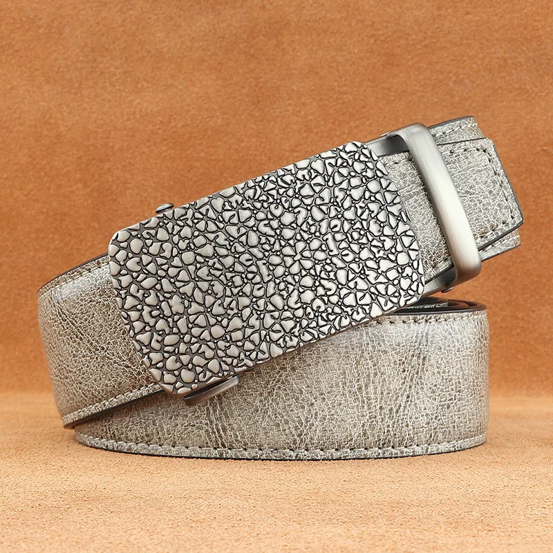 Fashion light Stone pattern Automatic Buckle betls men high quality Gray grain leather casual 3.5cm wide Waistband
Fashion light Stone pattern Automatic Buckle betls men high quality Gray grain leather casual 3.5cm wide Waistband
