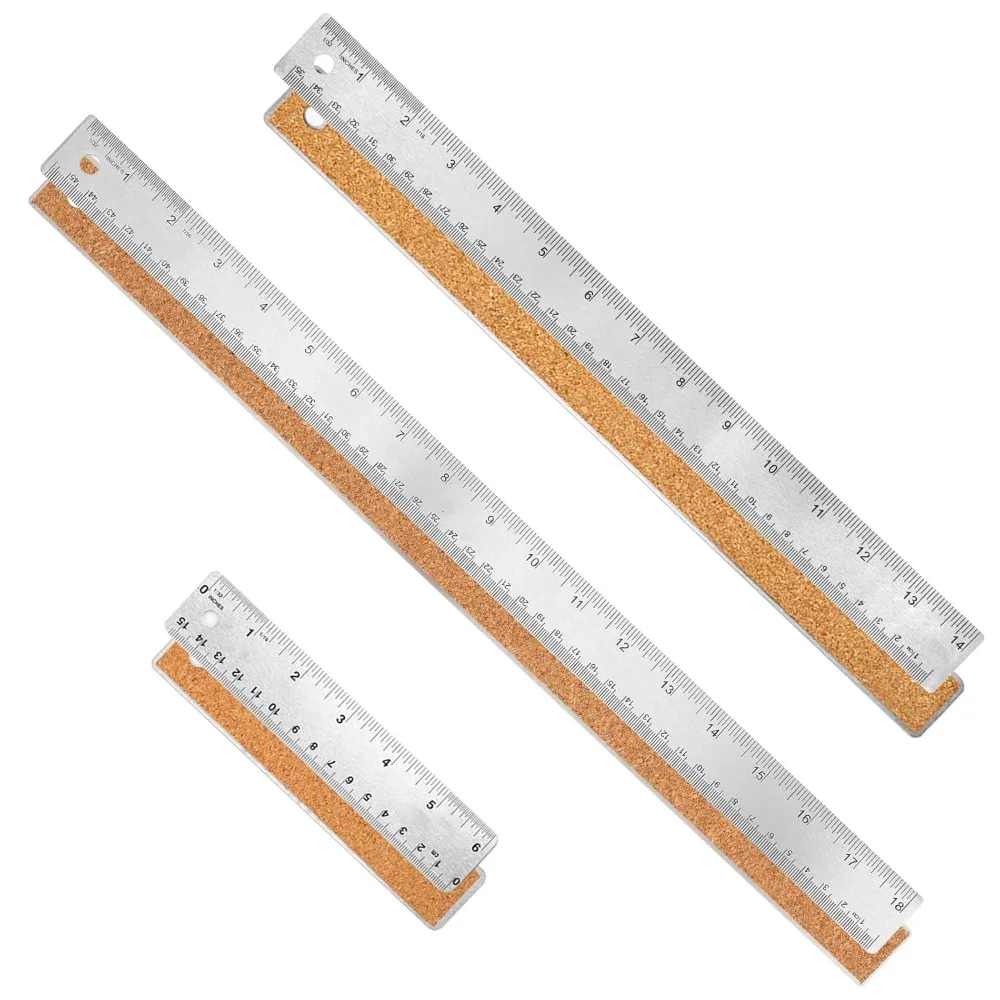 Metal Ruler Set, Stainless Steel Drafting Ruler with Cork Backing Non-Slip Straight Edge Cork Base Rulers with Inch & Centimeter Marks for Drafting Office Engineering Prevent Ink Leakage, 6/14/18 Inch
Metal Ruler Set, Stainless Steel Drafting Ruler with Cork Backing Non-Slip Straight Edge Cork Base Rulers with Inch & Centimeter Marks for Drafting Office Engineering Prevent Ink Leakage, 6/14/18 Inch