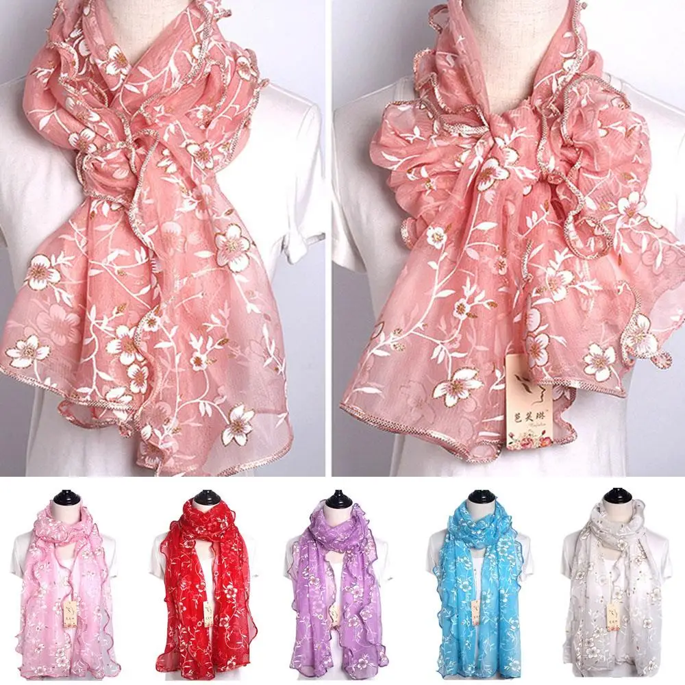 Embroidery Flowers Scarf Shawl Women Lightweight Hijab Elegant Neckerchief Shawl Wraps Headband Bronzing Edges Gauze Neck Scarf
Embroidery Flowers Scarf Shawl Women Lightweight Hijab Elegant Neckerchief Shawl Wraps Headband Bronzing Edges Gauze Neck Scarf