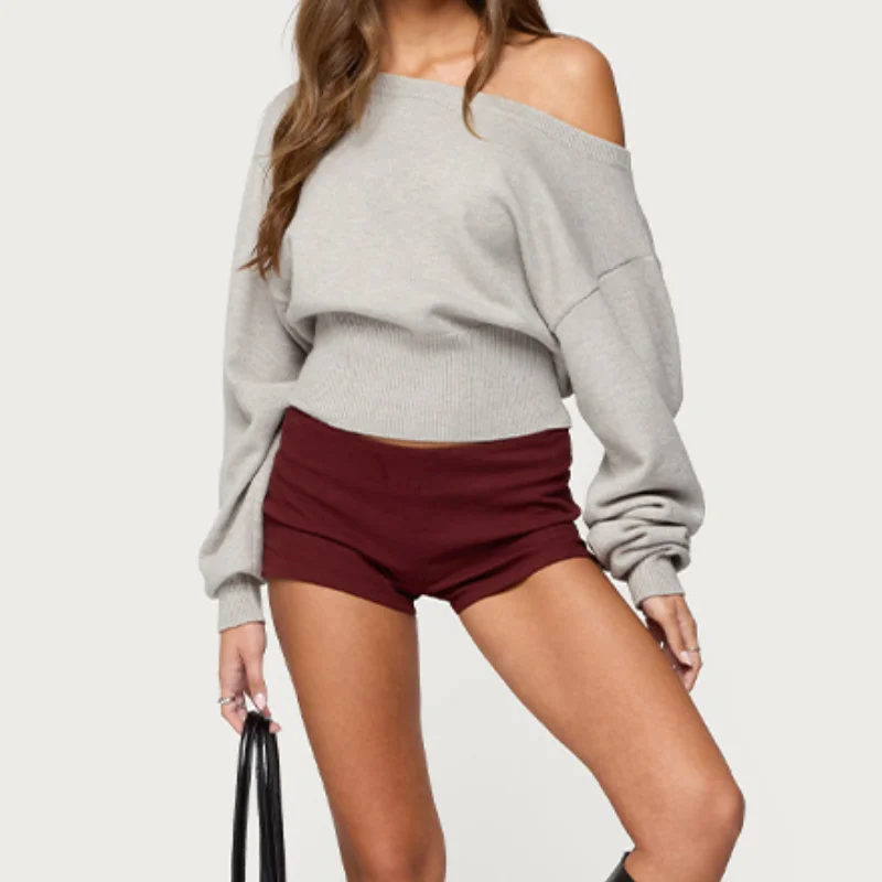 Sexy Women's Off-Shoulder Tops Loose Battiong Sleeve Pullovers Solid Knit Short Sweater 2025 New Winter Female Casual Knitwear
Sexy Women's Off-Shoulder Tops Loose Battiong Sleeve Pullovers Solid Knit Short Sweater 2025 New Winter Female Casual Knitwear