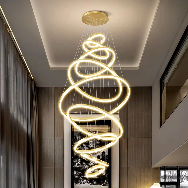 Modern ring stairs led lights pendant lamps for living room Chandeliers dining hanging indoor ing
Modern ring stairs led lights pendant lamps for living room Chandeliers dining hanging indoor ing