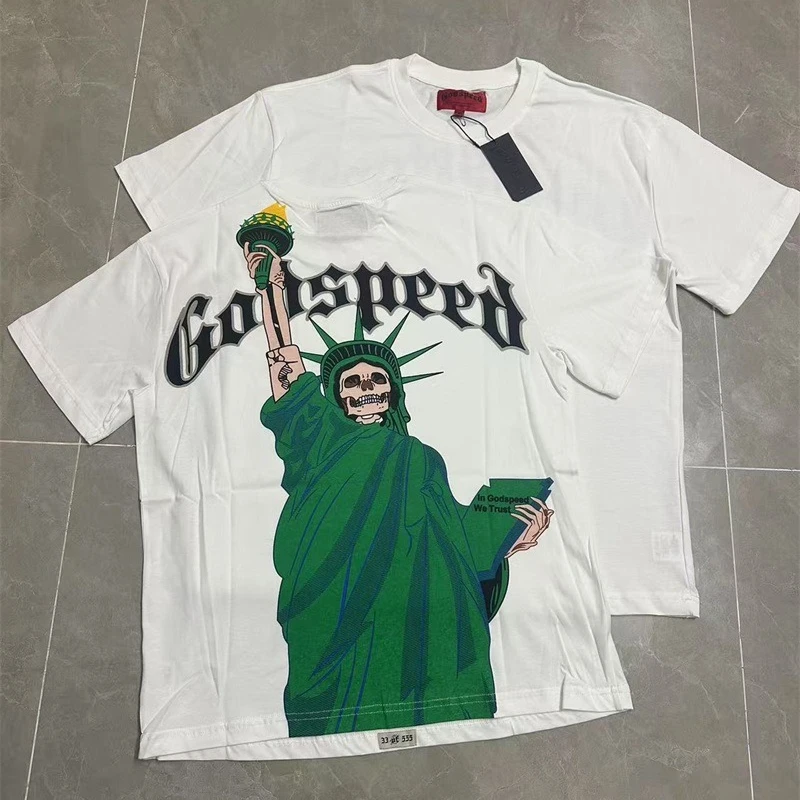Oversized Washed Black God Speed Men's T-Shirts Statue of Liberty Printed white Pure Cotton Godspeed T Shirts
Oversized Washed Black God Speed Men's T-Shirts Statue of Liberty Printed white Pure Cotton Godspeed T Shirts