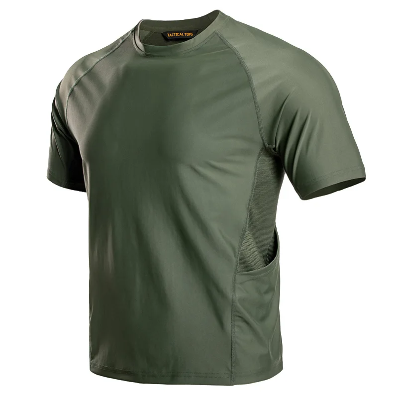 Men's Round Neck Short Sleeve Tactical T-Shirt With Side Pocket Summer Army Hiking Running Quick Drying Elastic Cool Sports Tee
Men's Round Neck Short Sleeve Tactical T-Shirt With Side Pocket Summer Army Hiking Running Quick Drying Elastic Cool Sports Tee