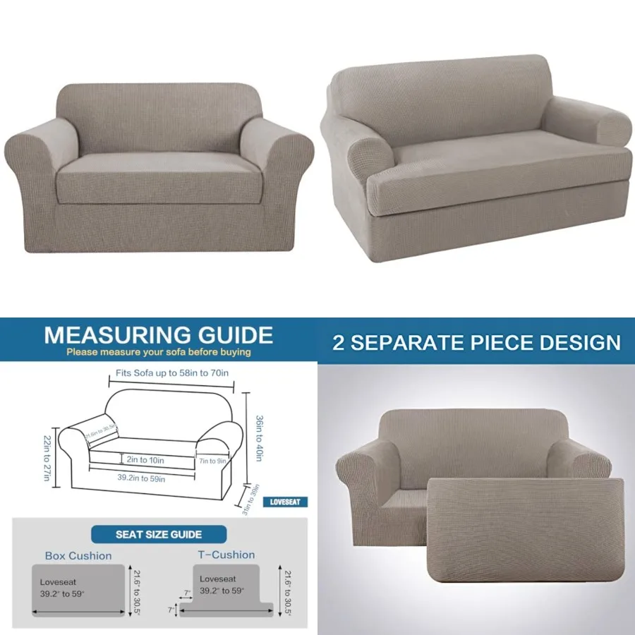 High Stretch 2-Piece Furniture Cover/Slipcover for 2 Cushion Couch Fit Lovesat Width Up to 70 Inch, Suit for T Cushion/Box Cush
High Stretch 2-Piece Furniture Cover/Slipcover for 2 Cushion Couch Fit Lovesat Width Up to 70 Inch, Suit for T Cushion/Box Cush