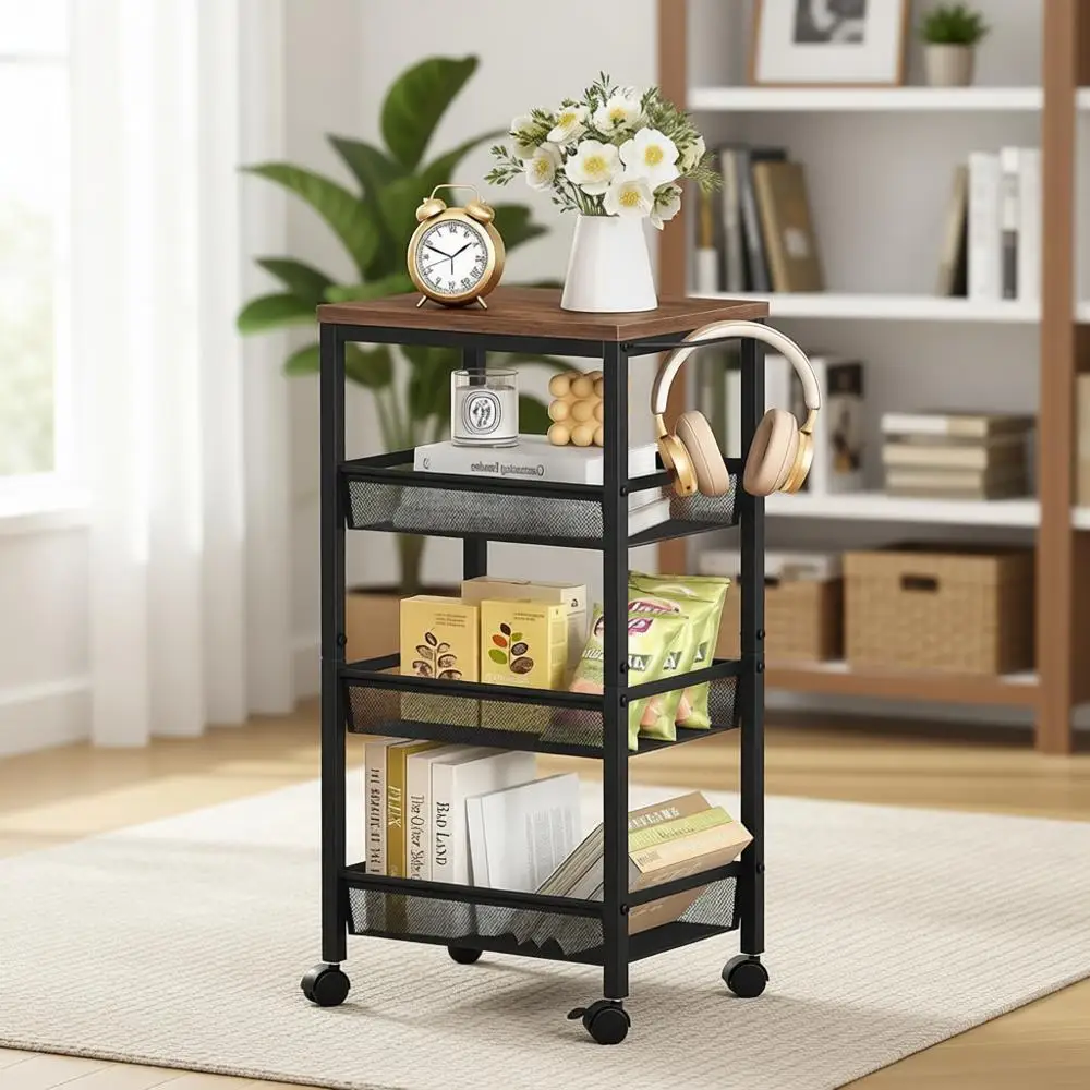 4-Tier 11.8 Wide Rolling Kitchen Storage Cart with Handle and Wheels, Mobile Utility Shelves for Home, Kitchen, Laundry in Rusti
4-Tier 11.8 Wide Rolling Kitchen Storage Cart with Handle and Wheels, Mobile Utility Shelves for Home, Kitchen, Laundry in Rusti