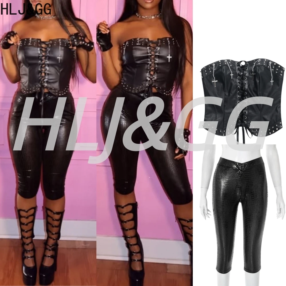HLJ&GG Sexy Dark Gothic Bandage Tube Two Piece Sets Women Off Shoulder Sleeveless Backless Slim Top And Shorts Outfit Streetwear
HLJ&GG Sexy Dark Gothic Bandage Tube Two Piece Sets Women Off Shoulder Sleeveless Backless Slim Top And Shorts Outfit Streetwear