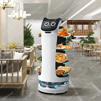 Hotel restaurant intelligent food delivery robot, food delivery, multi-functional waiter, humanoid welcome dialogue