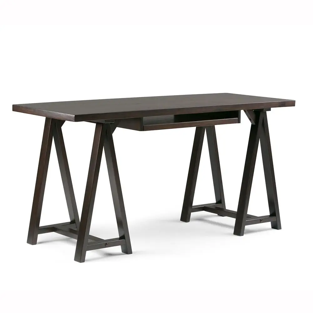 Sawhorse Desk 60 Inch Wide Solid Wood Writing Desk in Dark Chestnut Brown, Modern Industrial Home Office Computer Table for Wor
Sawhorse Desk 60 Inch Wide Solid Wood Writing Desk in Dark Chestnut Brown, Modern Industrial Home Office Computer Table for Wor
