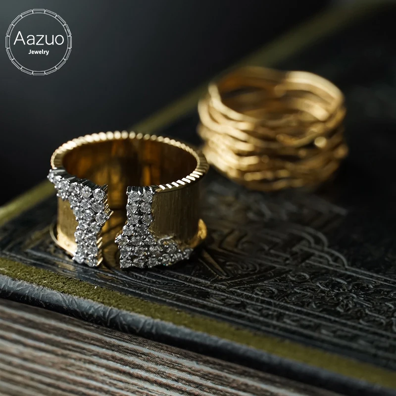 Aazuo Luxury Jewely Real 18K Yellow Gold Natrual Diamonds Vintage Style OL Lines Open Rings Gift For Woman Birthday Party Au750
Aazuo Luxury Jewely Real 18K Yellow Gold Natrual Diamonds Vintage Style OL Lines Open Rings Gift For Woman Birthday Party Au750