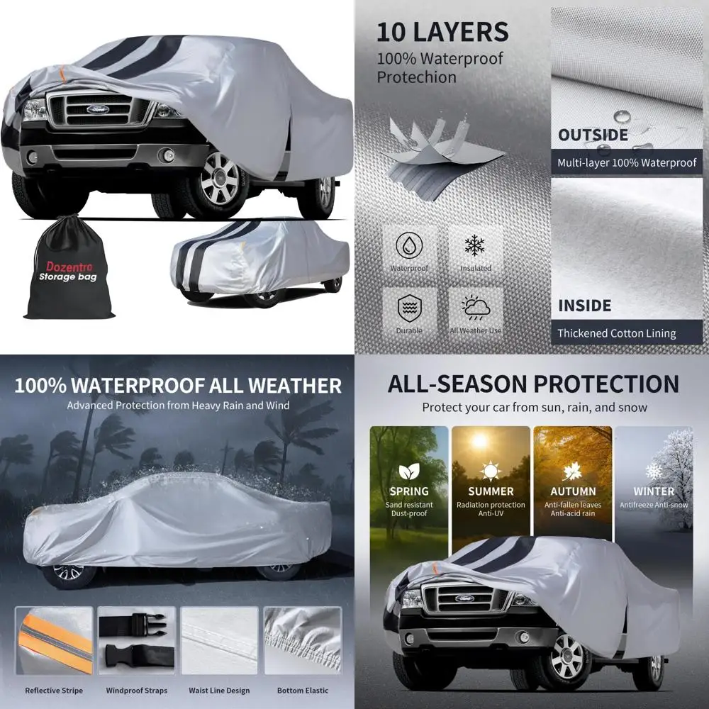 Custom Fit Truck Cover 2008-2026 SuperCrew Cab Short Bed 5.5-6.5' with Door Zipper, 12-Layer Waterproof Pickup Cover
Custom Fit Truck Cover 2008-2026 SuperCrew Cab Short Bed 5.5-6.5' with Door Zipper, 12-Layer Waterproof Pickup Cover