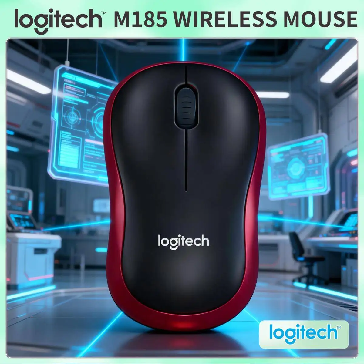 Logitech M185 Wireless Office Mouse Portable Nano Receiver High Precision Smooth Rolling PC Mac Laptop Home Office Daily Work
