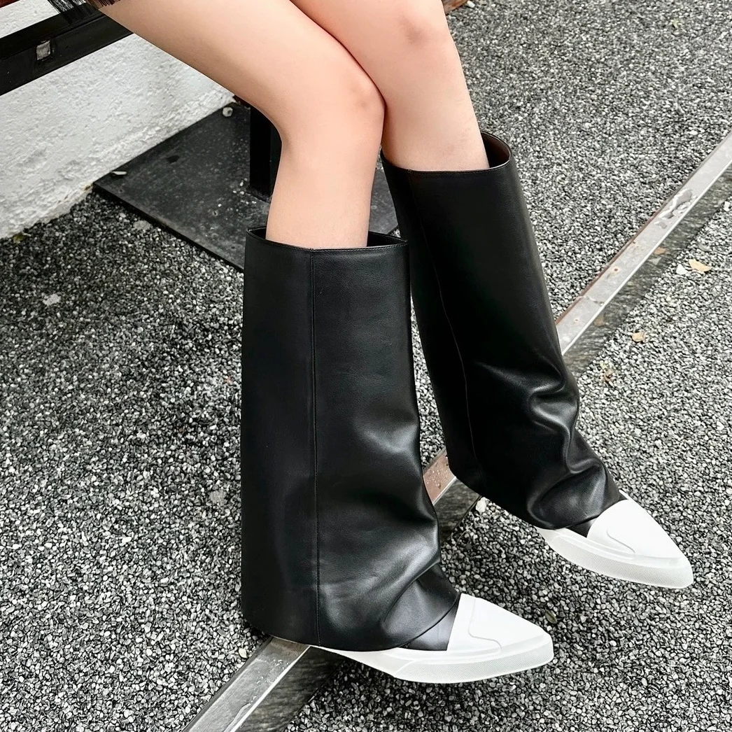 Pointed Toe Leather Trouser Boots Women Casual Platform Mixed Colors Slip On Ankle Boots 2024 Autumn New Fashion Knee High Boots
Pointed Toe Leather Trouser Boots Women Casual Platform Mixed Colors Slip On Ankle Boots 2024 Autumn New Fashion Knee High Boots