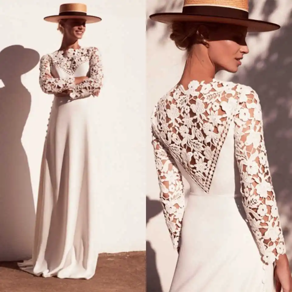 Muslim A Line Wedding Dresses High Neck Long Sleeve Appliques Evening Party Gowns Vestido De Noiva Court Train Customized
Muslim A Line Wedding Dresses High Neck Long Sleeve Appliques Evening Party Gowns Vestido De Noiva Court Train Customized