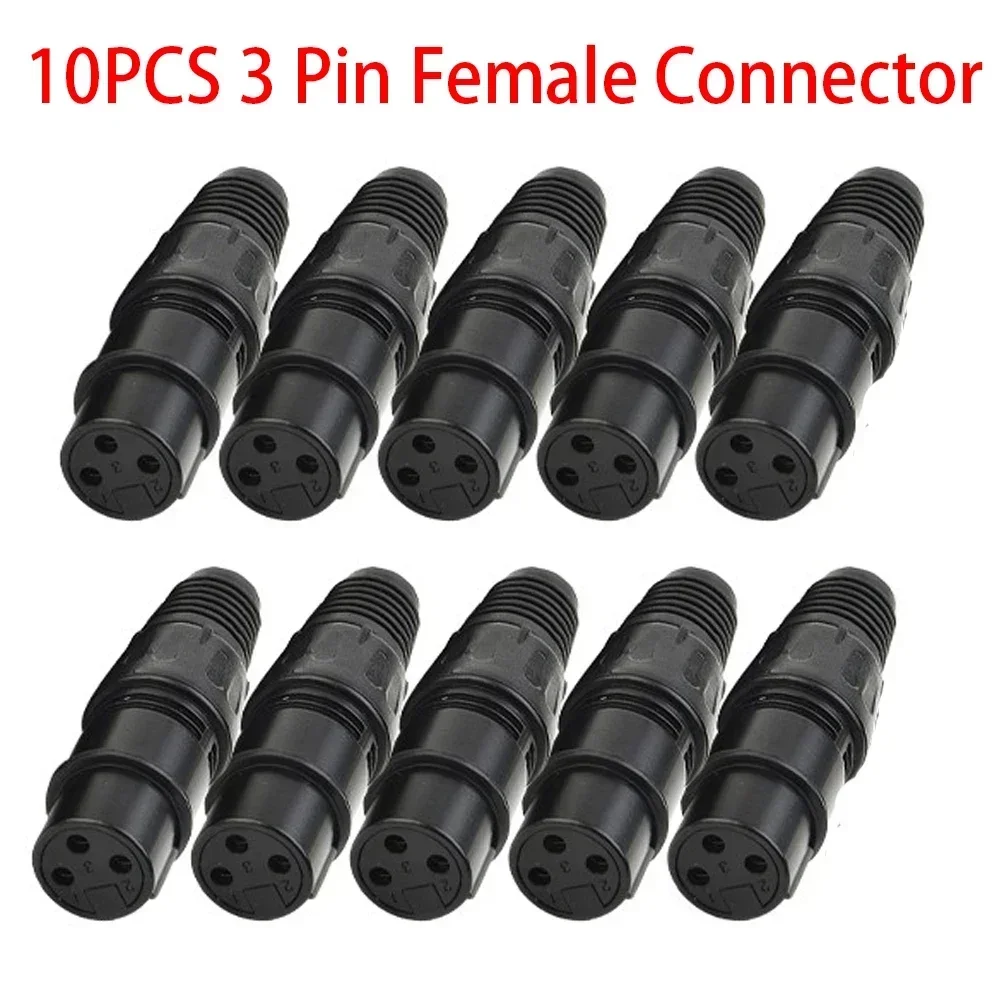 10pcs XLR DMX 3 Pin Female Connectors Microphone Audio Cables Plug Connectors MIC Snake Plug Cable Connectors
10pcs XLR DMX 3 Pin Female Connectors Microphone Audio Cables Plug Connectors MIC Snake Plug Cable Connectors