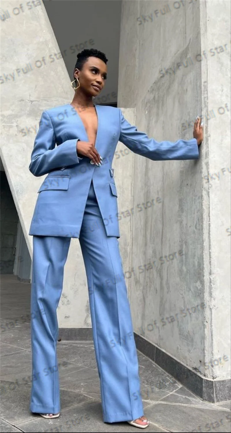 Sexy Blue Summer Women Suit Set 2 Pcs Blazer+Pants Trousers V Neck Cotton Formal Office Lady Jacket Wedding Prom Coat Customized
Sexy Blue Summer Women Suit Set 2 Pcs Blazer+Pants Trousers V Neck Cotton Formal Office Lady Jacket Wedding Prom Coat Customized