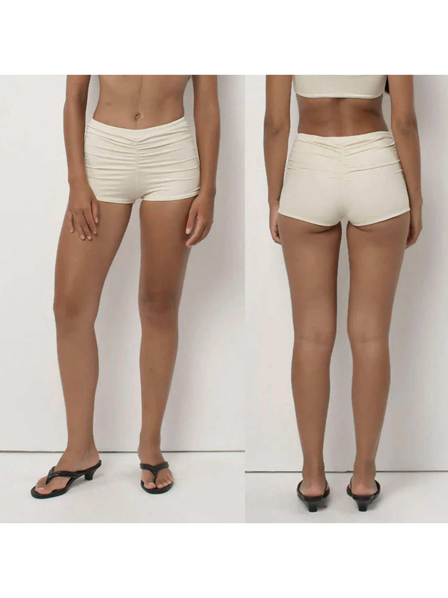 Женские шорты с высокой талией и рюшами, шикарные однотонные повседневные летние пляжные шорты с эластичной резинкой на талии, мини-брюки 
Женские шорты с высокой талией и рюшами, шикарные однотонные повседневные летние пляжные шорты с эластичной резинкой на талии, мини-брюки
