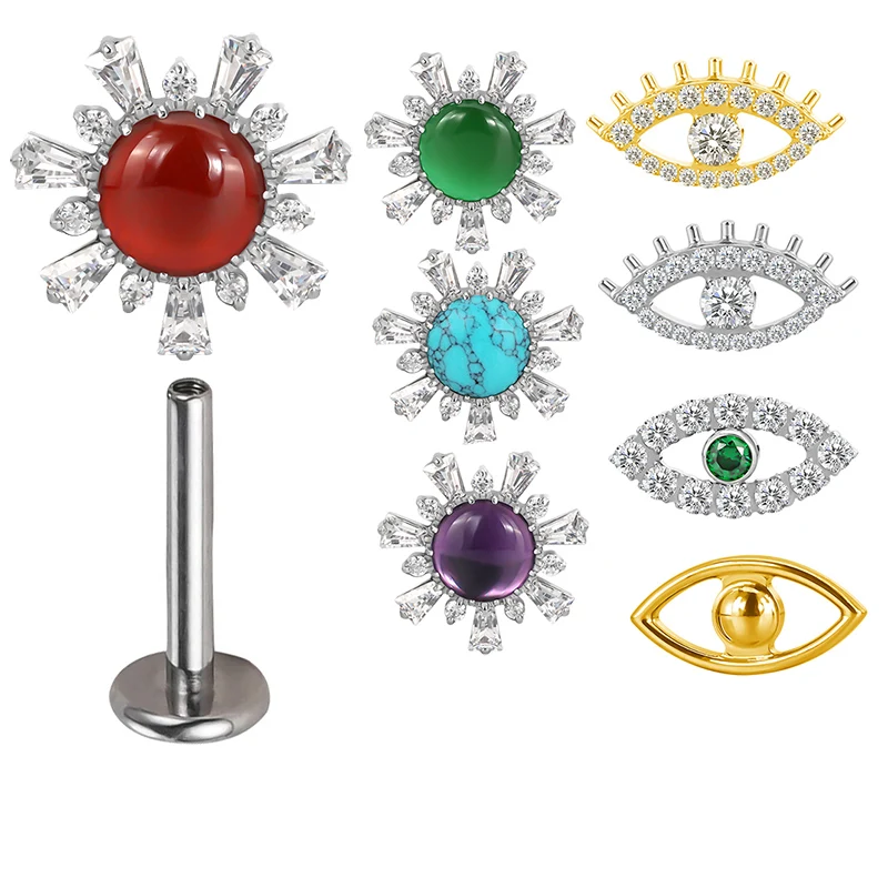 ASTM F136 Titanium Lip Studs PIERC Eye Sun Earrings CZ Paved Top Threaded Labret Stud Tragus Ring Factory Body Piercing Jewelr
ASTM F136 Titanium Lip Studs PIERC Eye Sun Earrings CZ Paved Top Threaded Labret Stud Tragus Ring Factory Body Piercing Jewelr