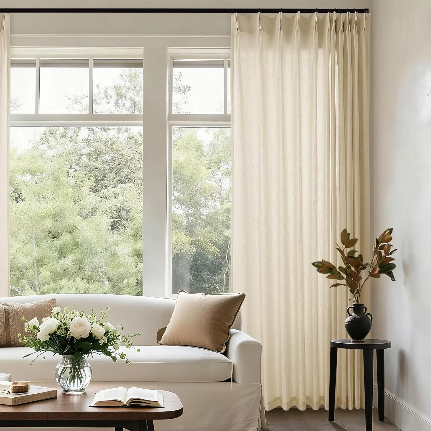 Beige Extra Wide Pinch Pleat Linen Curtains 84 Inches Long for Living Room Sliding Glass Door
Beige Extra Wide Pinch Pleat Linen Curtains 84 Inches Long for Living Room Sliding Glass Door