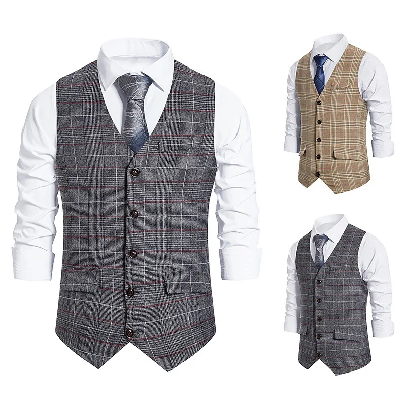 European Size New Men's Checkered Single Breasted Vest Style Men's Suit Fashionable Retro Vest Trend
European Size New Men's Checkered Single Breasted Vest Style Men's Suit Fashionable Retro Vest Trend