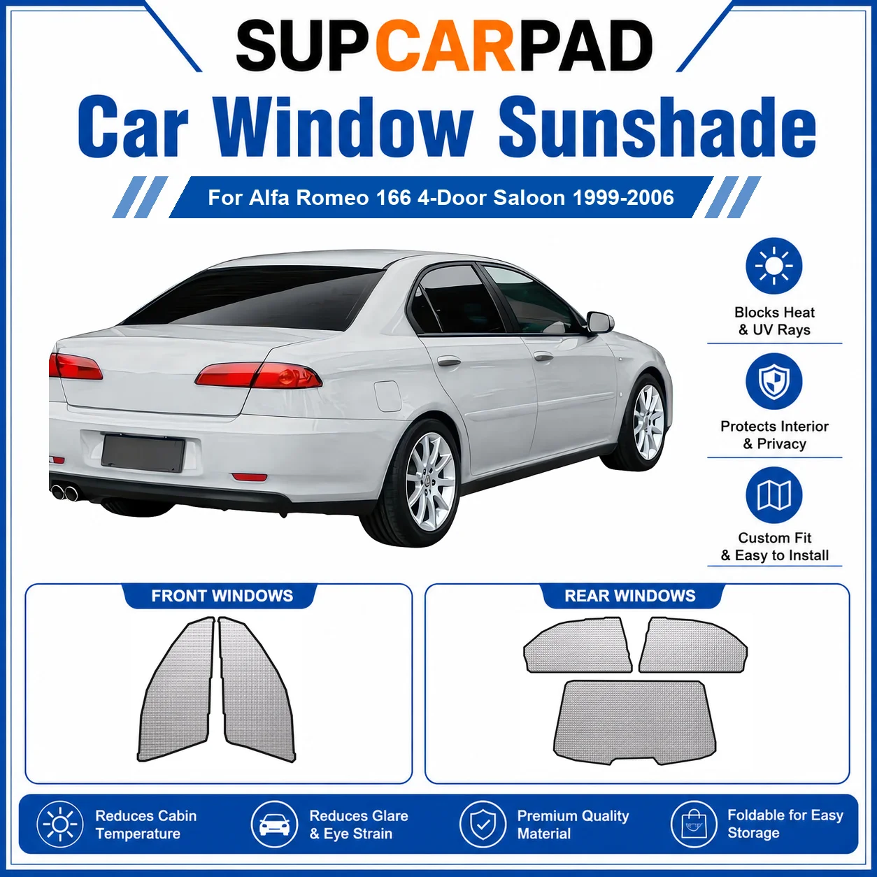 For Alfa Romeo - Alfa Romeo 166 4-Door Saloon 1999-2006 Full Set Car Window Sunshades UV Block Privacy Heat Insulated Foldable C
For Alfa Romeo - Alfa Romeo 166 4-Door Saloon 1999-2006 Full Set Car Window Sunshades UV Block Privacy Heat Insulated Foldable C