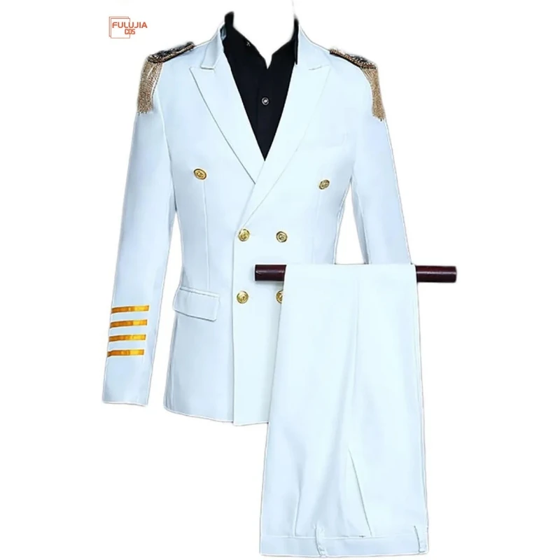 Fulujiacos Men's Captain's Clothing Suit Evening Party Tassel epaulettes Uniform Clothing Halloween cosplay costume
Fulujiacos Men's Captain's Clothing Suit Evening Party Tassel epaulettes Uniform Clothing Halloween cosplay costume