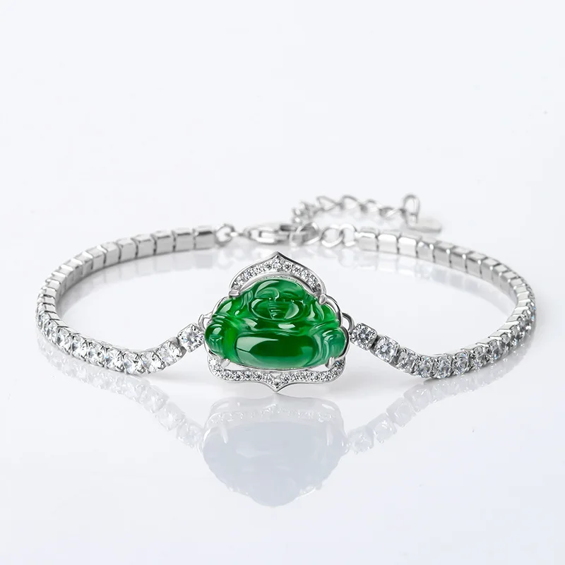 Authentic S925 Silver Inlaid Natural A-grade Jade Yang Green Buddha Bracelet Ice Seed Jade Women's Fashion Handmade High end
Authentic S925 Silver Inlaid Natural A-grade Jade Yang Green Buddha Bracelet Ice Seed Jade Women's Fashion Handmade High end