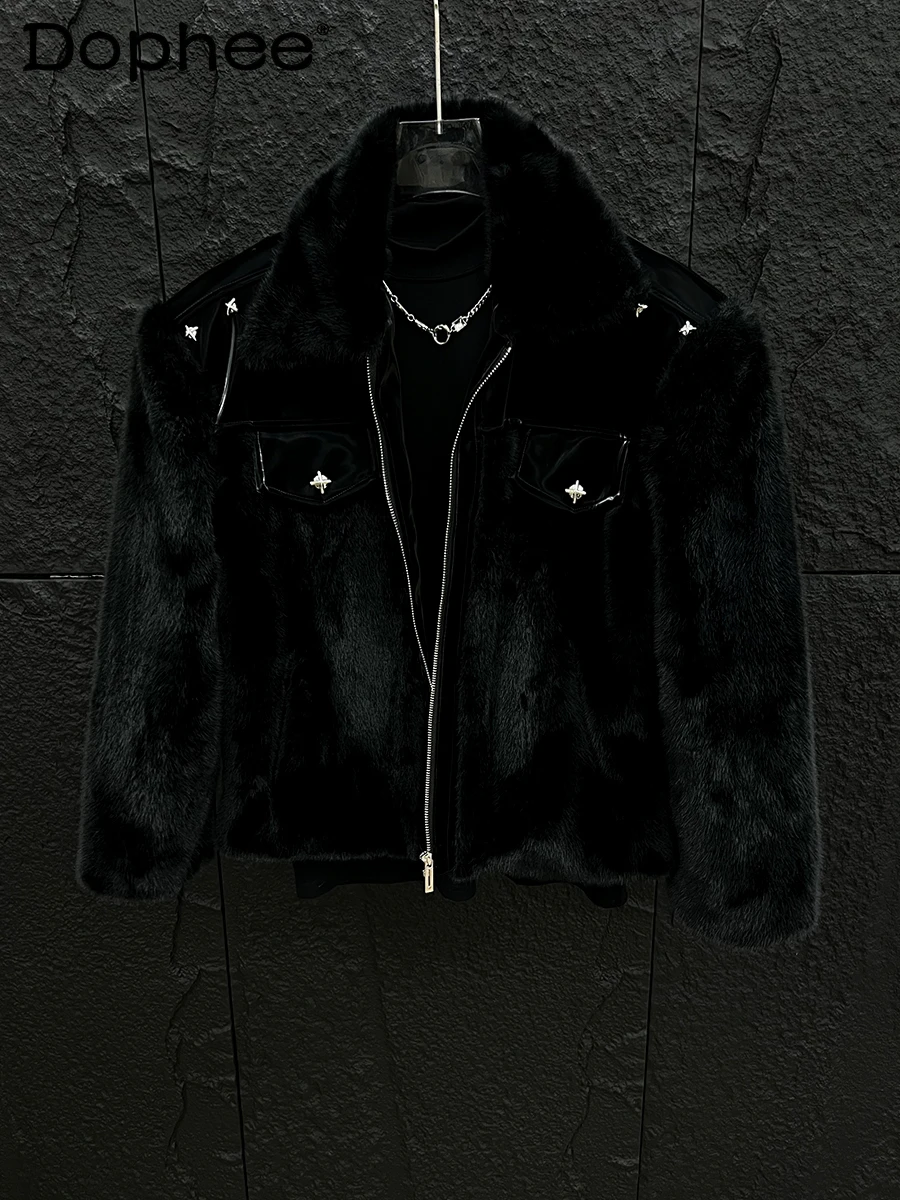 Winter new product fashion lapel collar fur integrated black coat handsome men's imitation mink warm thickened leather jacket
Winter new product fashion lapel collar fur integrated black coat handsome men's imitation mink warm thickened leather jacket
