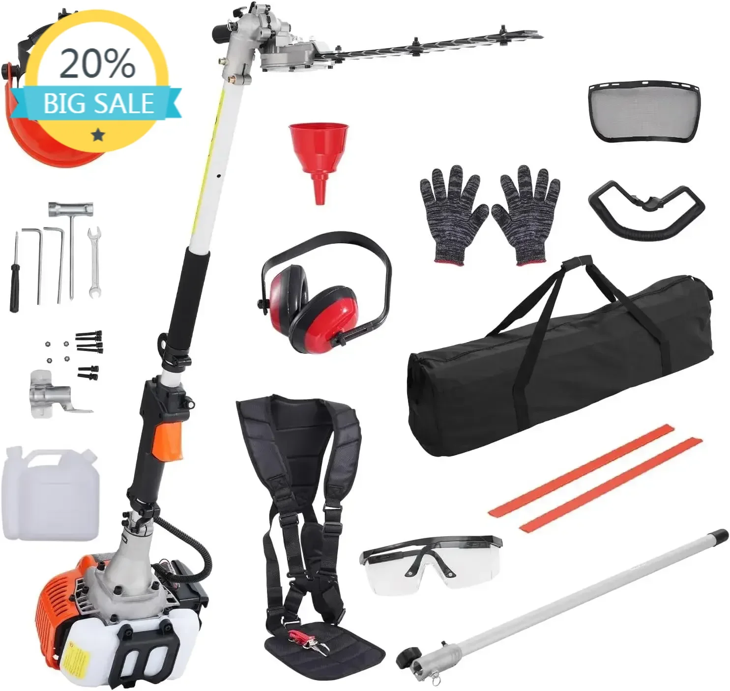 Bestseller15.7-inch 26CC 2 Cycle Gas Hedge Trimmer, Gas Powered Pole Hedge Trimmer with Dual Sided Dual Action Blade
Bestseller15.7-inch 26CC 2 Cycle Gas Hedge Trimmer, Gas Powered Pole Hedge Trimmer with Dual Sided Dual Action Blade