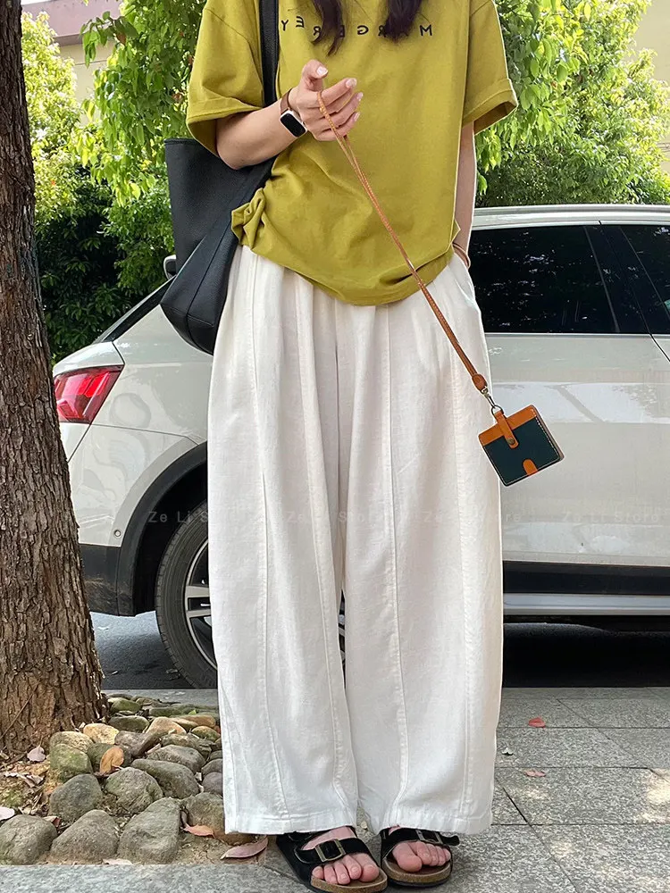 White Balloon Wide-leg Pants - Women's Summer Lightweight High-waisted Loose Fit Relaxed Cotton Linen Cropped Trousers
White Balloon Wide-leg Pants - Women's Summer Lightweight High-waisted Loose Fit Relaxed Cotton Linen Cropped Trousers