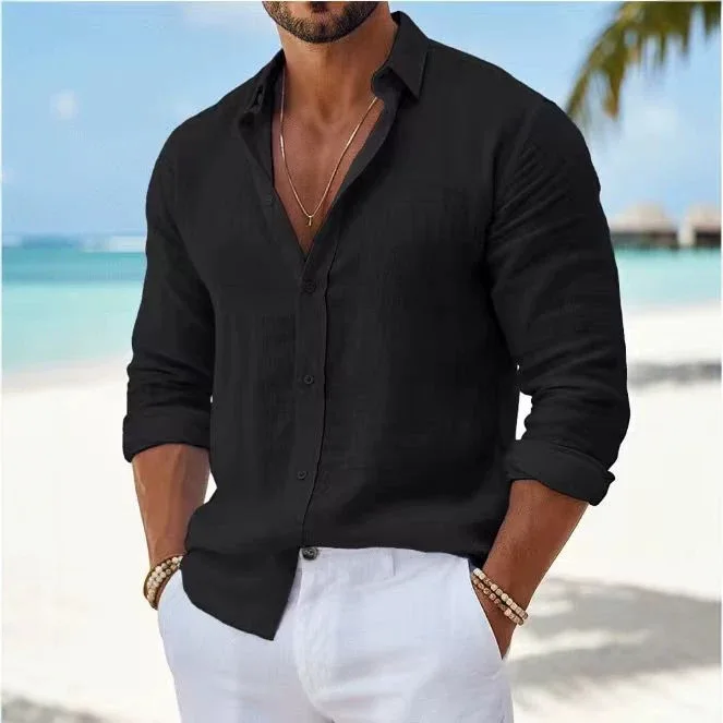 Cotton And Linen Solid Color Men's Shirt Lapel Spring And Autumn Versatile Casual Long-sleeved Shirt Men
Cotton And Linen Solid Color Men's Shirt Lapel Spring And Autumn Versatile Casual Long-sleeved Shirt Men